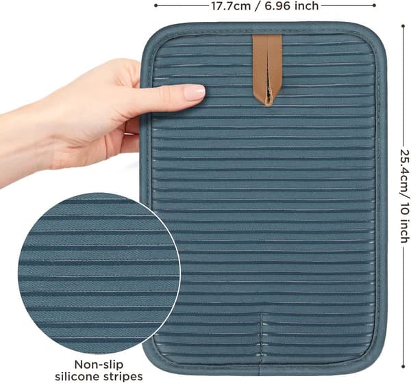 Silikonovnhanske-sett, sklisikre striper, egnet for matlaging og baking, 4-delt sett, grå.