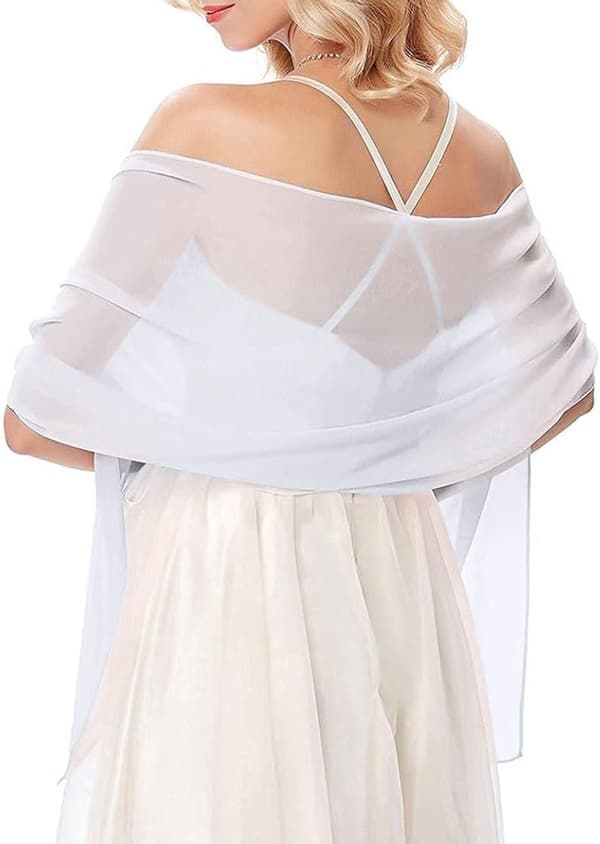 Chiffon aftensjaler, 2-delt sæt, 200×70cm, sort/hvid
