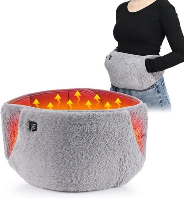 Elektrisk magevarmer for menstruasjon, tre temperaturinnstillinger, lindrer magesmerter.