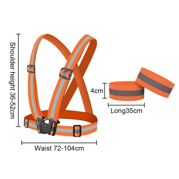 2-pakkauksessa - Heijastava valjaat aikuisille ja lapsille / Heijastava liivi - Heijastava monivärinen yksi koko [HK] Oranssinpunainen