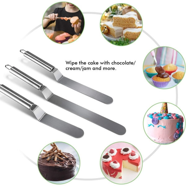 Kage- og tærte knive Rustfrit stål 28 cm, 33 cm, 39 cm anti-rust glaserede knive 3 stk.