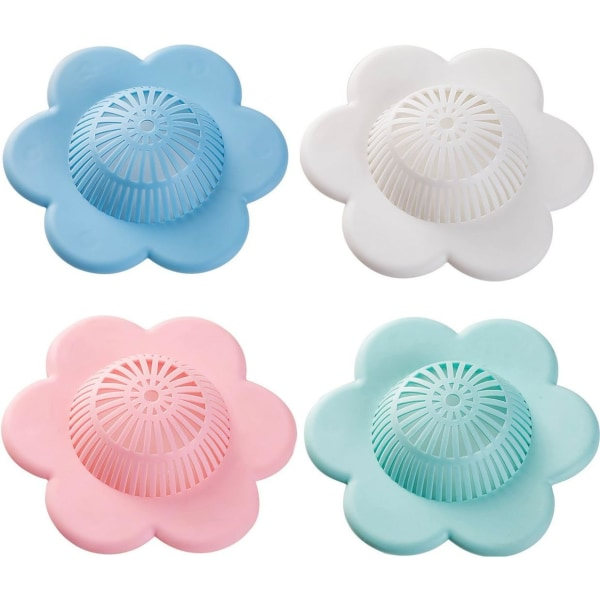 Bad- och duschavloppslock med sugkoppar Simplest hårfångare Mjuk silikon 4 blommor