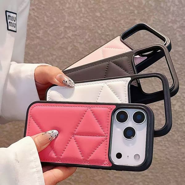 Lämplig för iPhone 17 mobilskal, anti-fall triangel läderfodral