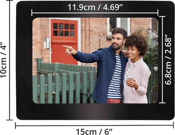 Magnetiska kylskåpsfotoramar, 15-pack, passar 10×15 cm foton, metallyta.