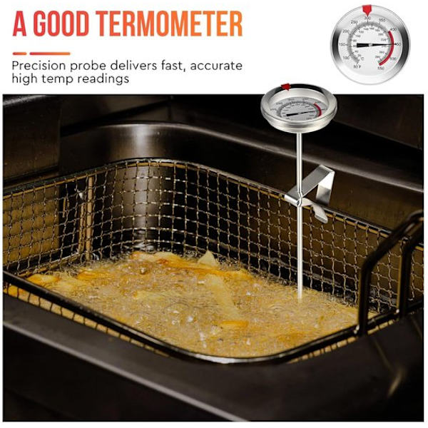 Olie termometer - Køkken termometer - -20 til +280°C - med lang probe