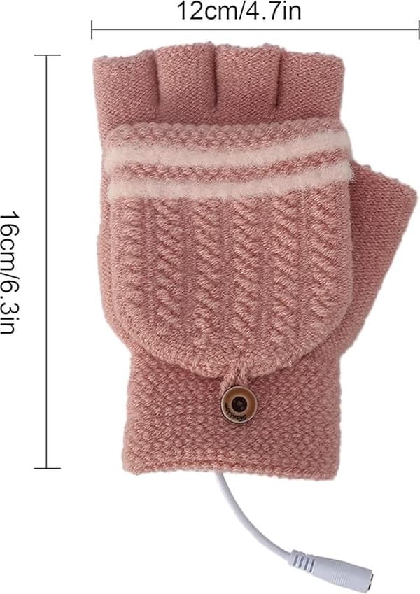 ING Unisex USB Uppvärmda Handskar - Stickade Skyddshandskar - Rosa