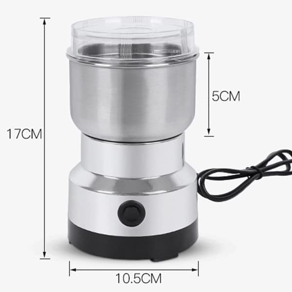 Multifunktionel elektrisk kværn 300 ml (sølv), til kværning af kaffebønner, krydderier, korn og nødder.