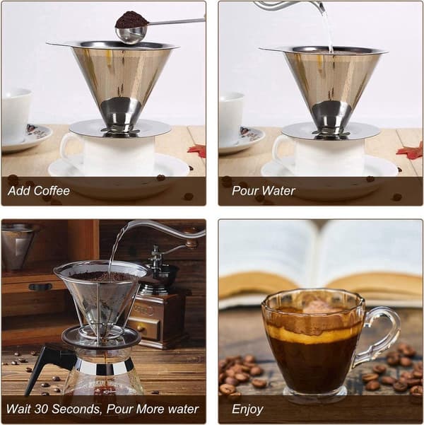 Kaffefilterhållare - dubbellagerfilter - rostfritt stålnät