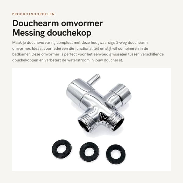 Dailygoody - Brusearmkonverter - Messing brusehovedsplitter - 3