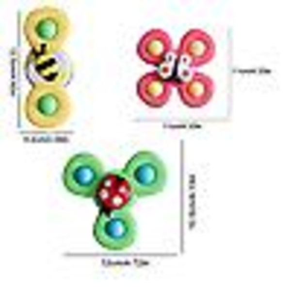 3 st Baby Sugkopps Snurrleksaker Fidget Spinner Badleksaker flerfärgade