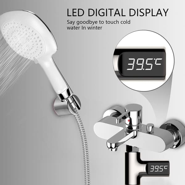 Termometer, Inomhustermometer, Kökstermometer, Direktavläst Duschtermometer, Digital LED, Fahrenheit/Celsius Visning 5-85°C/41-185°F
