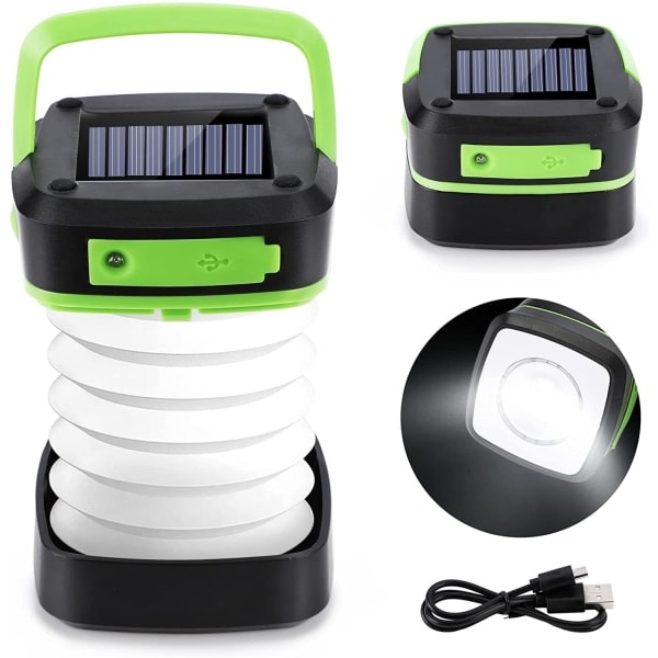 Camping Light, Solar & USB Rechargeable LED Camping Light, Portable Foldable Tent Light, 3 Modes, Emergency Light & Power Bank