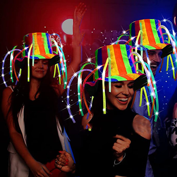 Sjov Klovne Galskabshat med LED-lys og Nudelhår