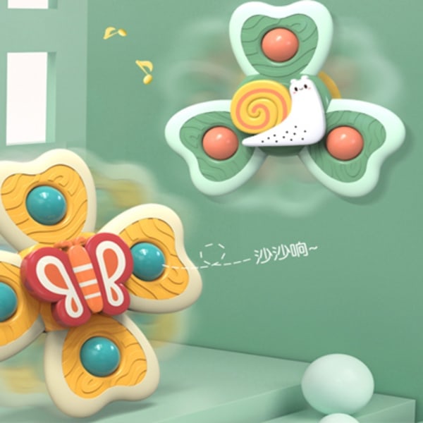 3 st Baby Sugkopps Snurrande Leksaker Snurrande Badleksaker flerfärgade