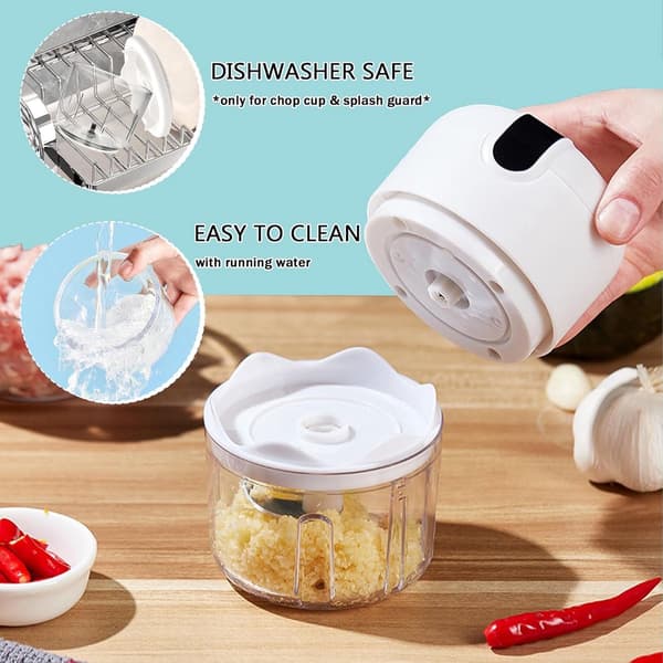 Trådløs elektrisk hvidløgshakker, 250 ml, mini foodprocessor, pink