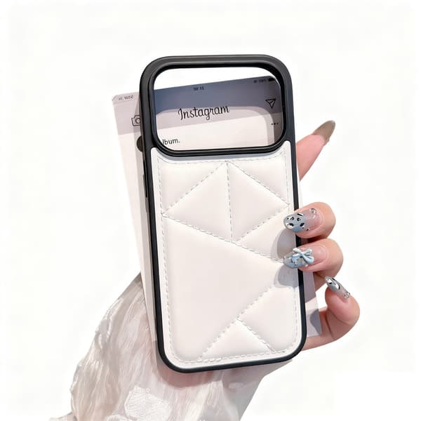 Lämpligt för iPhone 17 Pro max mobilskal, anti-fall triangel läderfodral