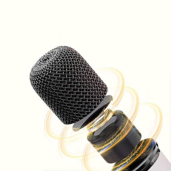 Karaokemaskin, bärbar Bluetooth-högtalare, LED-lampor, med 2 trådlösa mikrofoner, lämplig för barn gamla födelsedagspresent - Vit