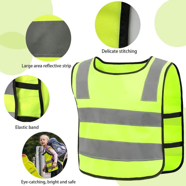 Barnsäkerhetsväst - 2-pack - Högfluorescerande barnväst - Reflexväst - Gul