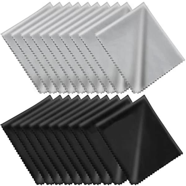 ING Mikrofiber Klude 20-pak, Sort og Grå, Genanvendelige og Holdbare, Perfekt til Ægte Glas og Elektronik