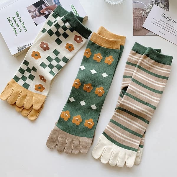 Dam Split-Toe Strumpor 6-Par Pack 100% Bomull Yoga Strumpor Släta Tåsömmar Inga Irriterande Sömmar Split-Toe Strumpor Dam Löpar Split-Toe Strumpor Sport