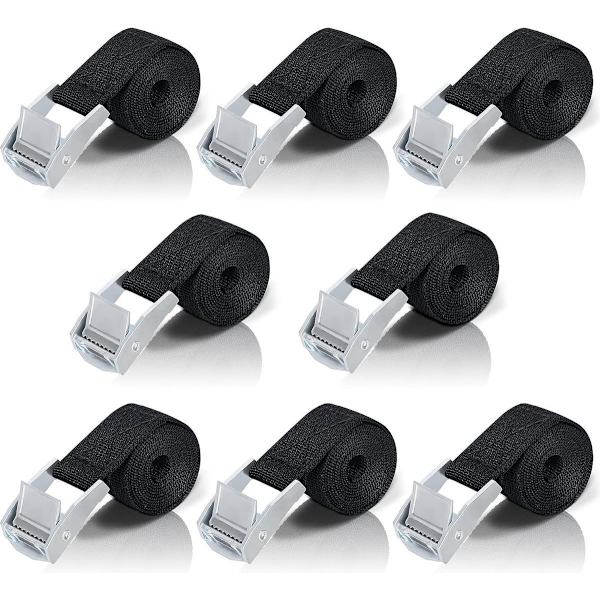 Højkvalitets Bindestropper 20mm x 1m Bindestropper med Clips/Cykelbindestropper Bindestropper med Metalspænder Holdbar Stærk Sort