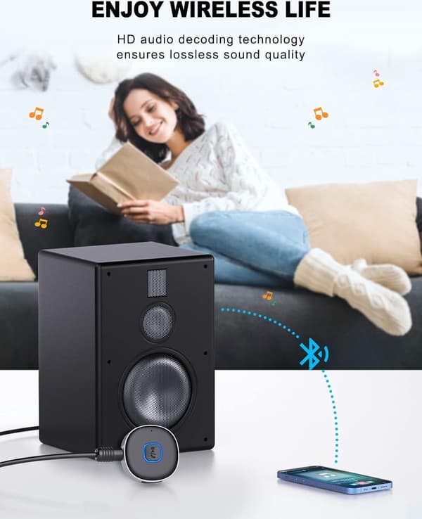 Equivera Bluetooth Lähetin, Bluetooth Vastaanotin, 2-in-1, Auto