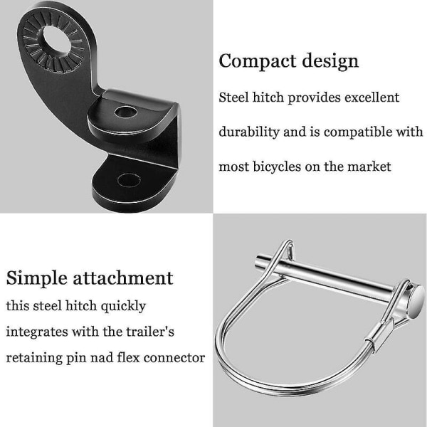 2 Sæt Burley Bike Hitch Cykeltrailer Kobling - Vinklet Monteringsadapter Kompatibel med 12,2 mm Cykeltrailere