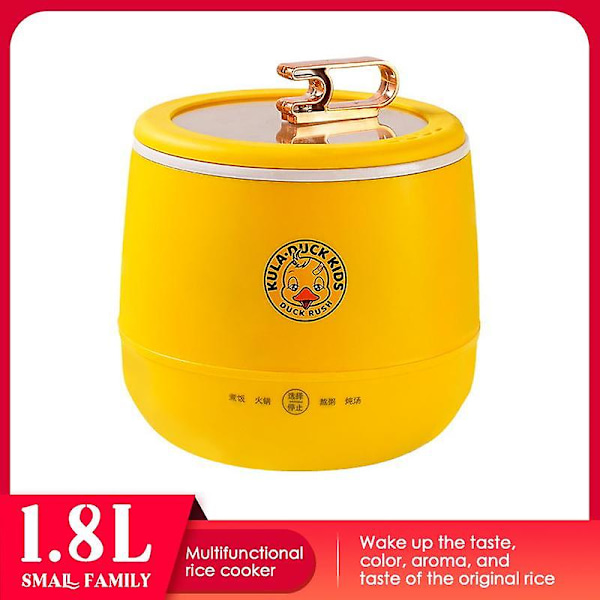 Mini riskoker 1,8L multifunksjonell non-stick riskoker egnet for 1-2 personer med Maifan gul