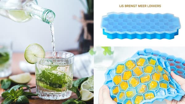 Honeycomb silikone isterningebakke sæt (4 stk., 37 rum med låg, nem at afforme, blå)