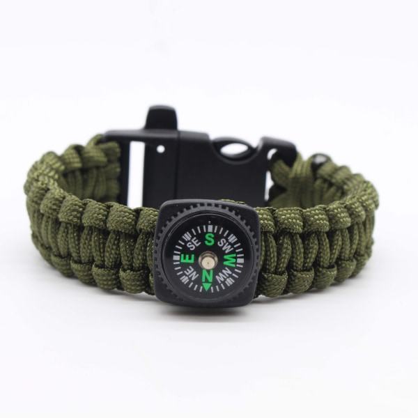Paracord armbånd med fløyte, kompass og overlevelsesfunksjoner - syv-kjerne, multifunksjonelt armbånd for utendørs bruk