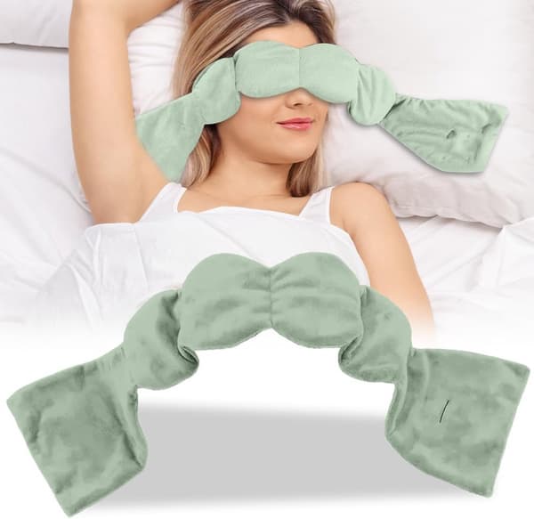 Tyngde-søvnmaske (grå), 70 cm, hudvennlig stoff, lyd- og lystett for bedre søvn.