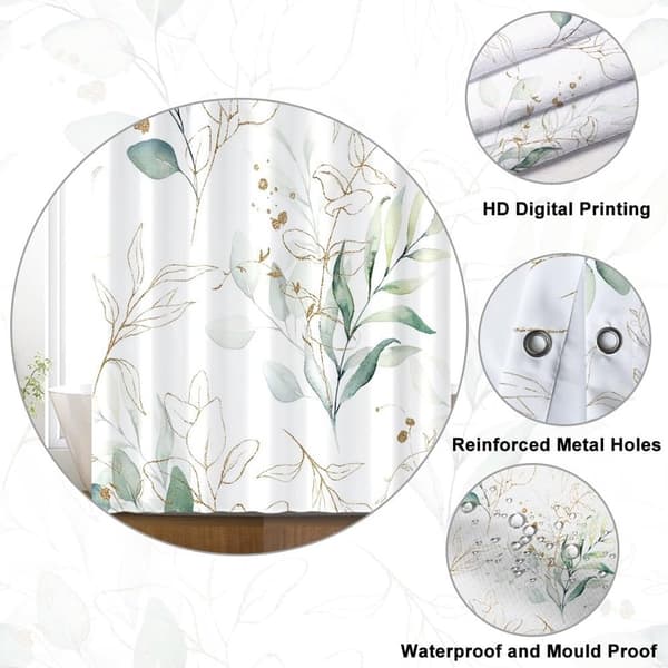 Duschdraperi Anti-Mögel, 120*180cm Vattentätt Polyester Duschdraperi, Eucalyptus Duschdraperi, Med Ringar, Badrumsavdelare, Sovrum