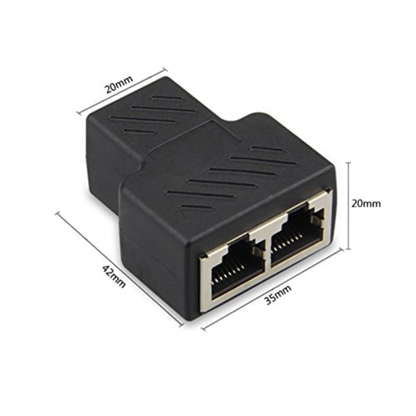 RJ45 Nätverkskabel Trevägs Cat6e-kontakt, 2 st Ethernet-delare för internetanslutning