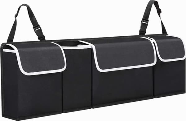 Bilorganisator til bagagerum - 4 lommer, sort, 90x25x12 cm