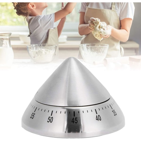Köksstimer i rostfritt stål, mekanisk timer, påminnelse, tidsinställningsverktyg (spetsig form)