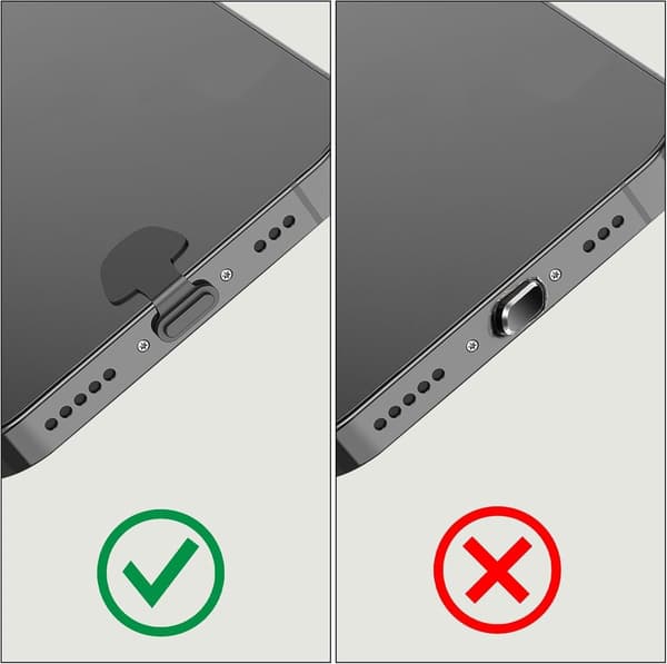 USB-C Portin Pölysuoja - 6 kpl - Pölytiivis ja vedenpitävä - Musta