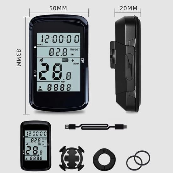 Cykelcomputer - Hastighetsmätare GPS - 2,4-tums med LED-belysning