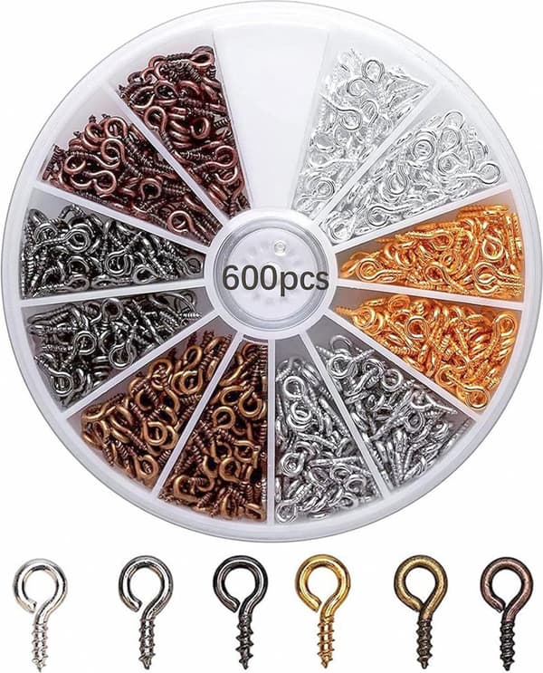 600 stycken - Väggkrokar - Spiralkrokar - 8mm längd - Hängkrokar