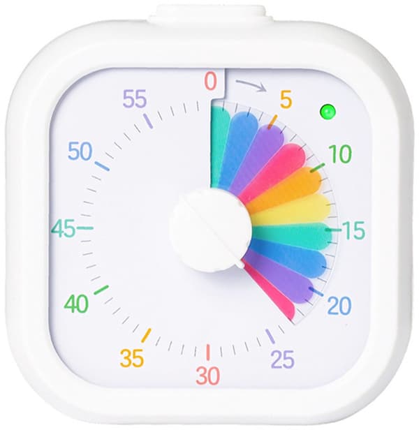 Børnevenlig timer, 60-minutters nedtællingstimer, velegnet til klasseværelse, studie, kontor og køkken, lydløs drift, timer (hvid stil 3)
