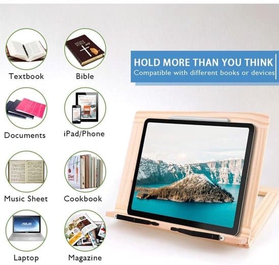 ING Tablet Stand - Kogebogshylde - Justerbart design passer til bøger, tablets, laptops osv.