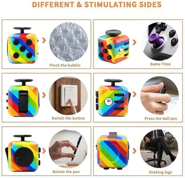 Passer til 2 Infinity Cubes, stressreducerende legetøj, angstlindring for børn og voksne, egnet til ADD, ADHD, OCD, autisme sensorisk legetøj