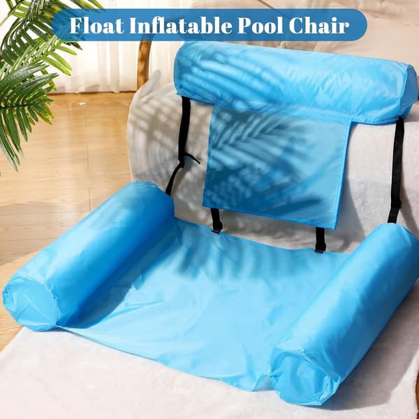 Blå uppblåsbara flytande solstolar, poolhängmattor, flytande sängar, strandmattor