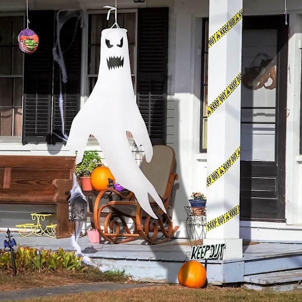 Halloween Vindstrumpa Spöke Flagga, 47 Tum Halloween Hängande Flaggdekorationer Utomhus och Inomhus, Halloween Spöke Ansikte Vindstrumpa Hängande...