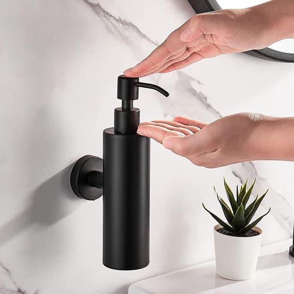 ING 304 Väggmonterad tvåldispenser i rostfritt stål - 200 ml - Svart
