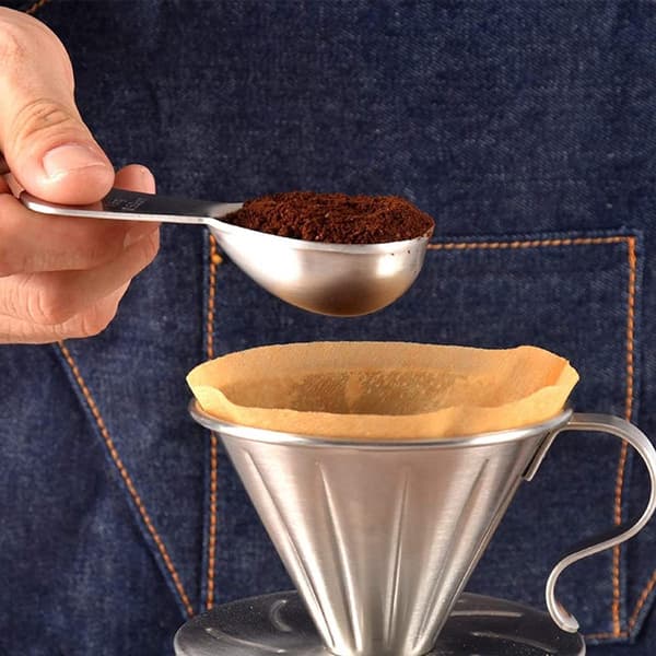 15 ml kaffemåleske i rustfrit stål (to stykker), til måling af kaffe, te og proteinpulver, sort
