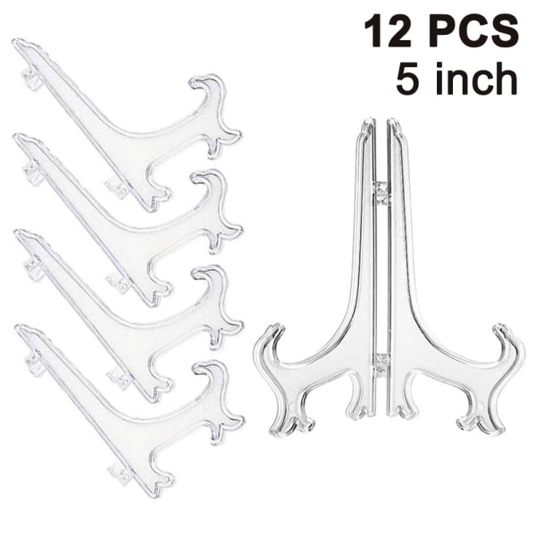 12-Pack Plastic Easels - Plate Rack Holder for Displaying Plates, Books, and Photos