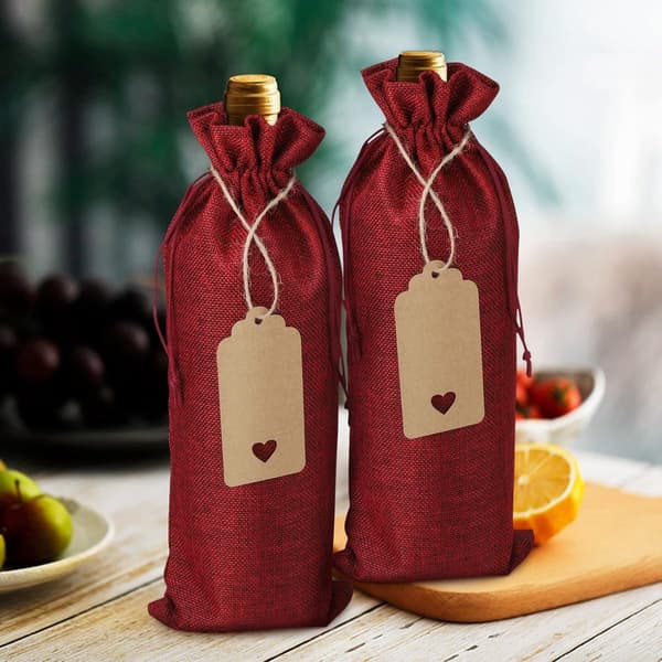 ING 12-pack Flaskpåsar - Vinförpackning - Vinpåsar med dragsko och etiketter