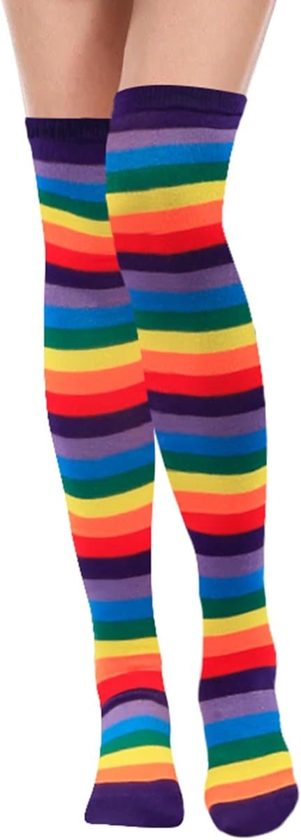 Et par over-the-knee strømper - lange strømper - dame over-the-knee strømper - regnbuestribede strømper - stil A