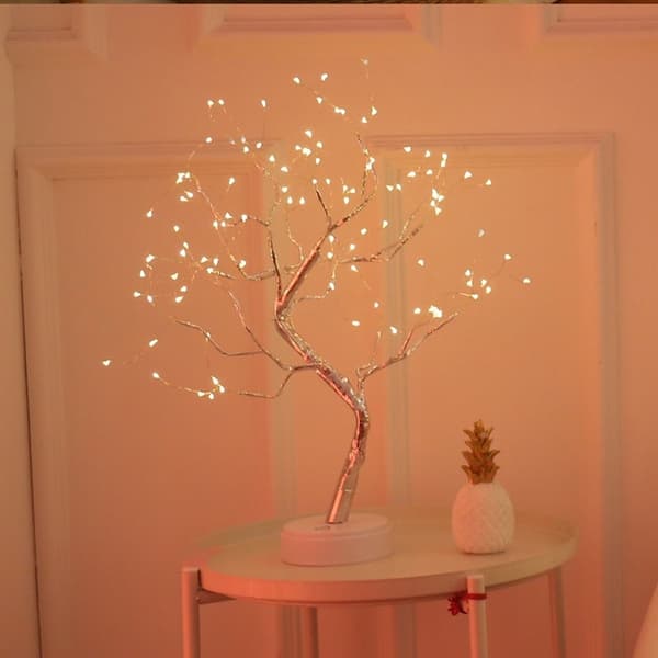 50 cm vikbar silver LED koppartrådsträdlampa blinkande semesterpresent