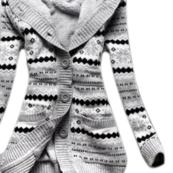 Hættetrøje Cardigans til Kvinder, Tyk Fleece, Varm, Ensfarvet, Løs Strikket, Lange Ærmer, Størrelse L